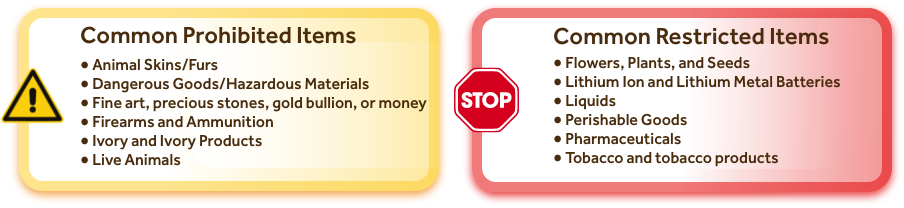 Common Restricted and Prohibited Items