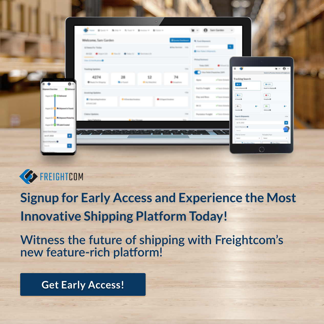 Sign up for Freightcom Early Access